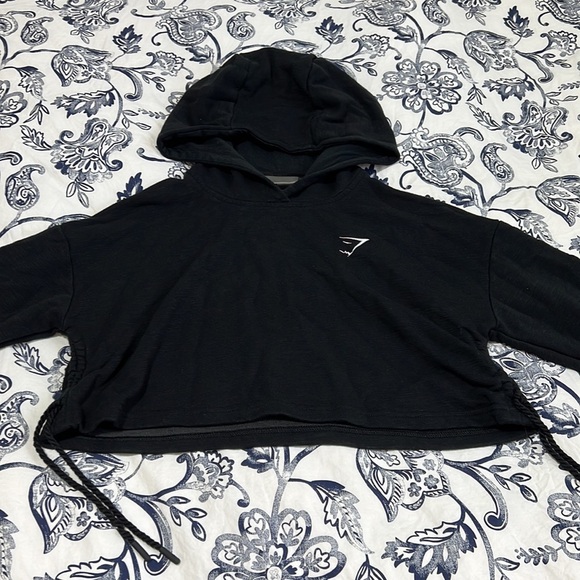 Gymshark Black Ruched Cropped Hoodie - Picture 2 of 9